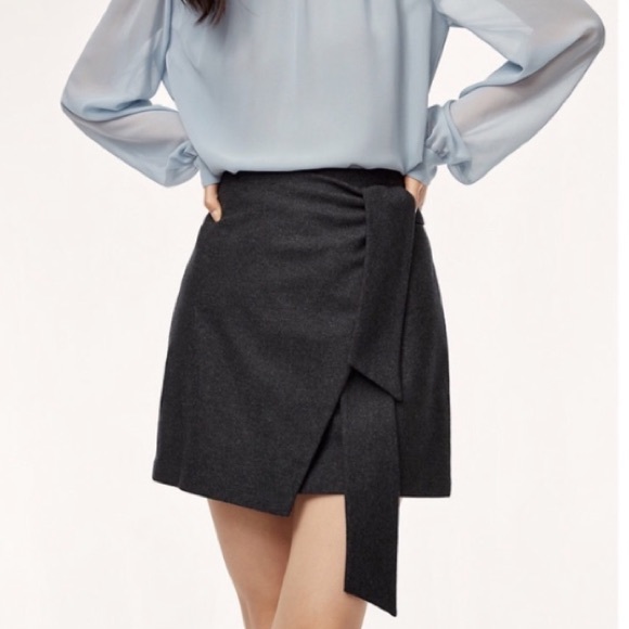 Wilfred Dresses & Skirts - Aritzia Wilfred Dorine Wrap Front Mini Skirt Striped Charcoal Gray, size 4